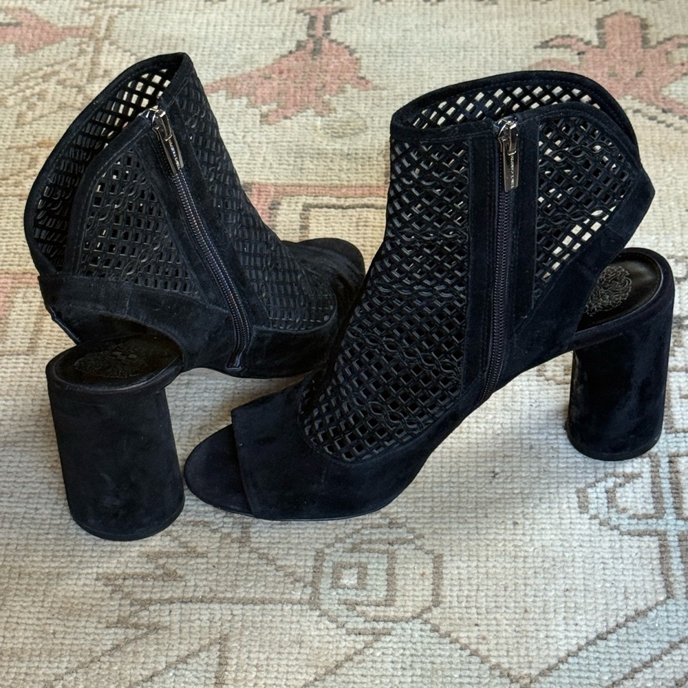 Vince Camuto black suede booties, size 11